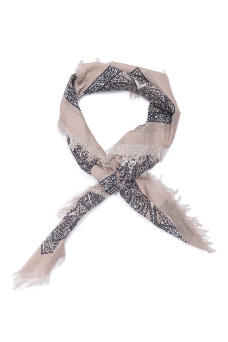 Paisley Cotton Square Scarf, Alternate, color, LIGHT NEUTRAL