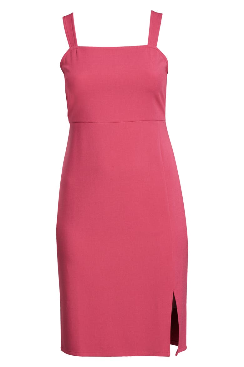 Square Neck Midi Dress, Alternate, color, PINK ROSE