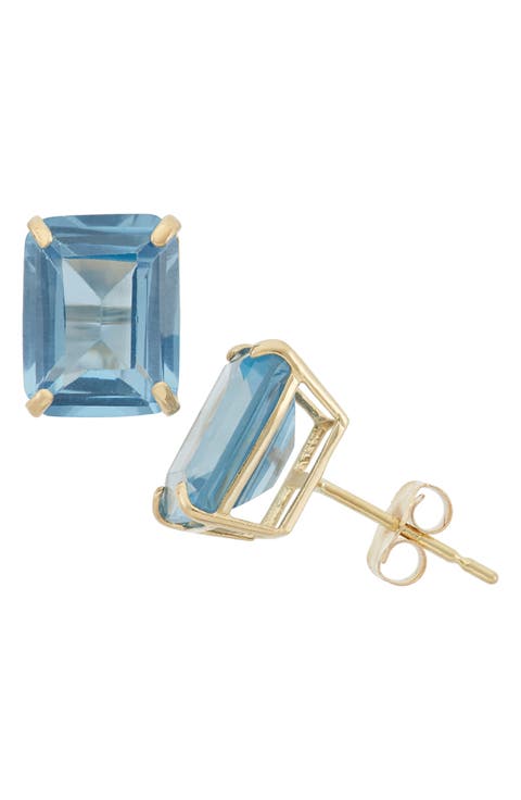 10K Gold Solitaire Stone Stud Earrings