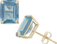 FZN 10K Gold Solitaire Stone Stud Earrings