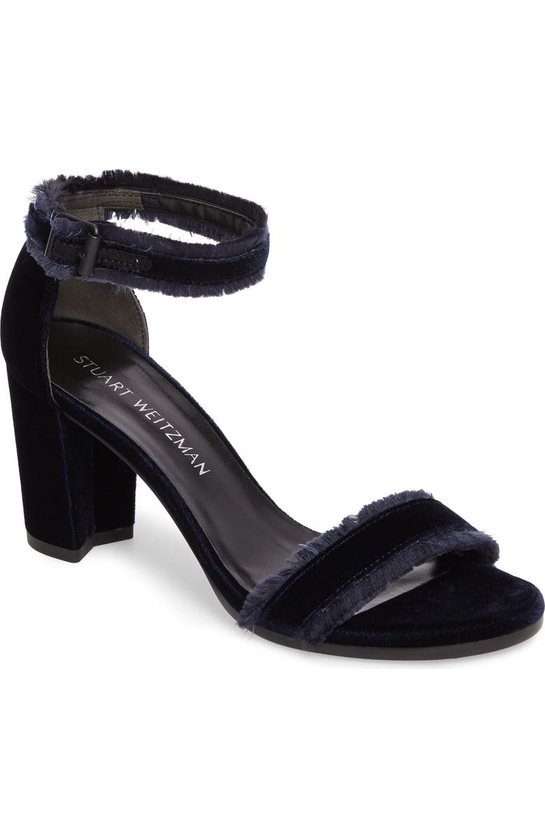 Stuart Weitzman Frayed Ankle Strap Sandal, Main, color,