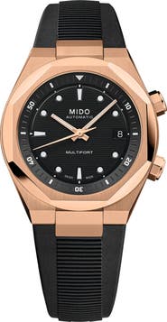 MIDO Multifort 8 Two Crowns Automatic Rubber Strap Watch, 40mm