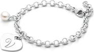 Tiny Blessings Sterling Silver Classic Charm Bracelet & Engraved Initial 6.25" Bracelet