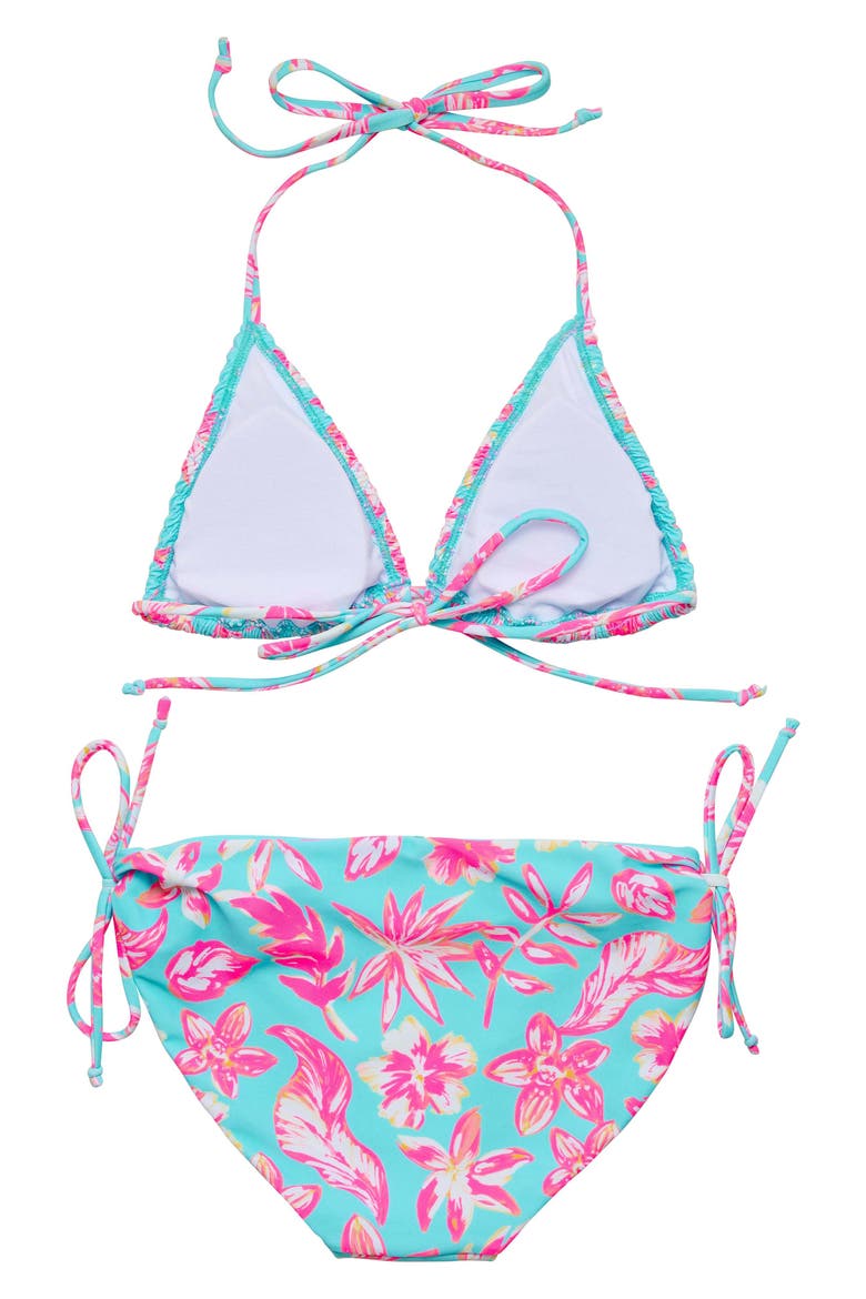 Kids' Tropical Glow Triangle Two-Piece Swimsuit, Alternate, color, BLUE