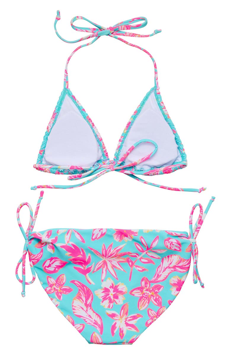 Snapper Rock Kids' Tropical Glow Triangle Two-Piece Swimsuit, Alternate, color, Blue