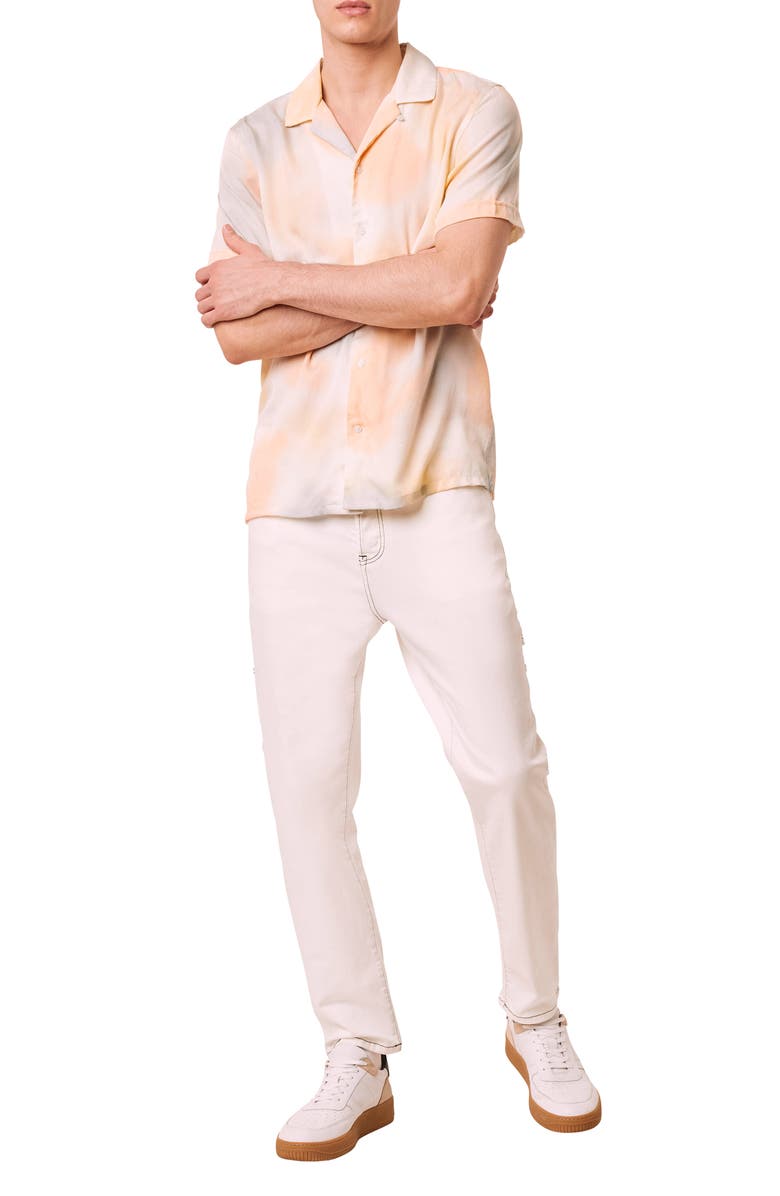 French Connection Slim Fit Tie Dye Short Sleeve Button-Up Camp Shirt, Alternate, color, 