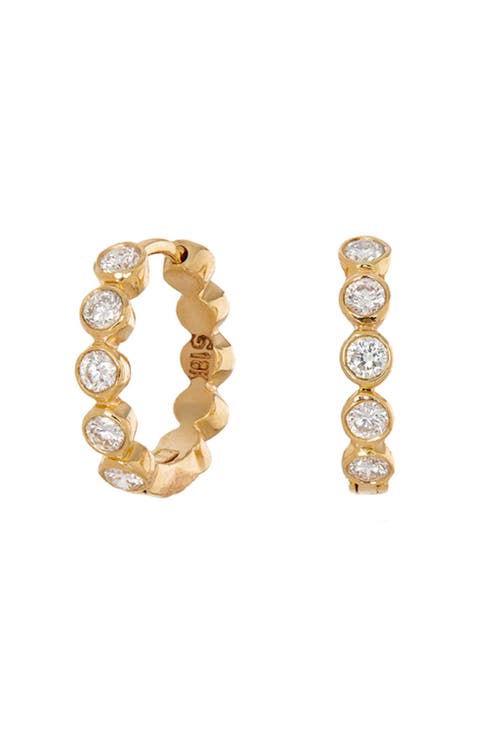 Modern Diamond Bezel Hoop Earrings