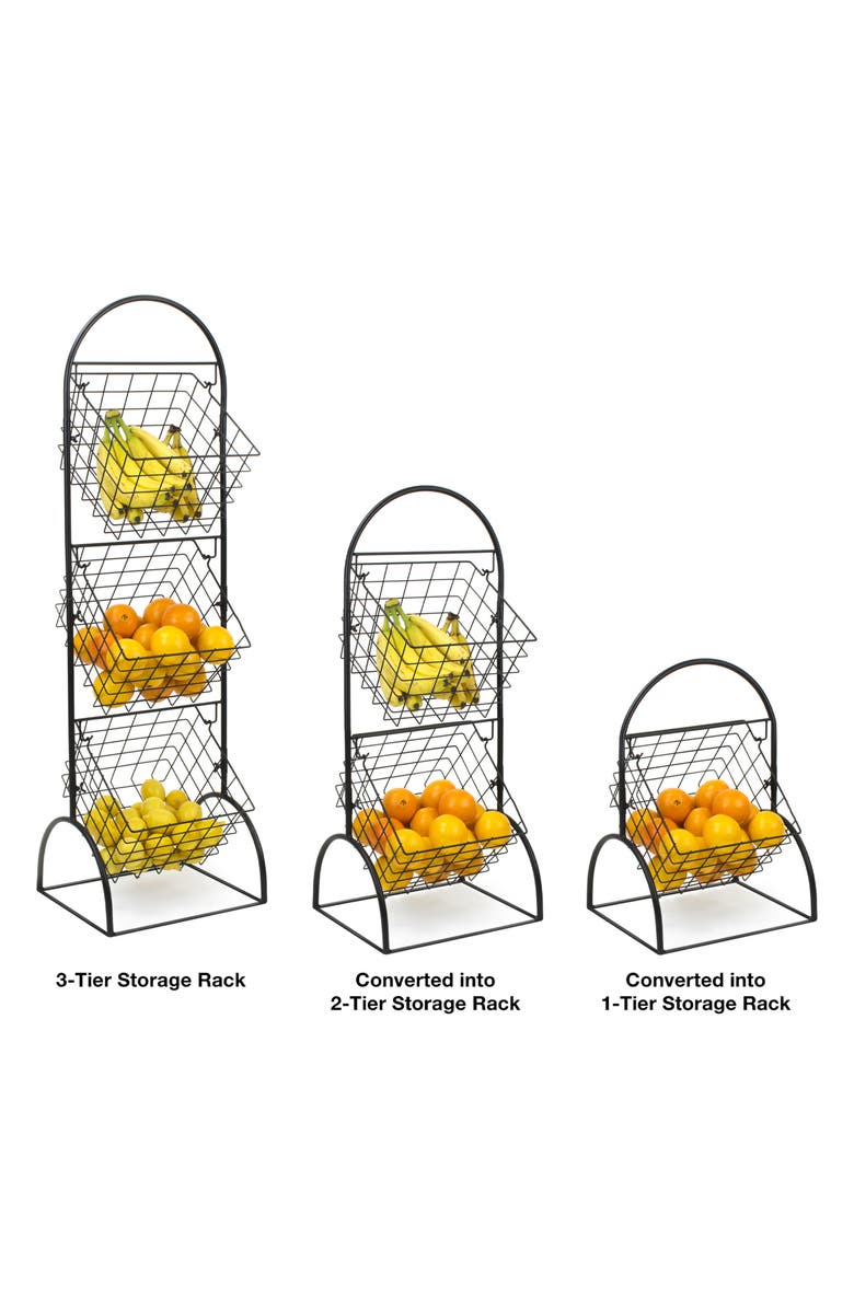 SORBUS Black 3-Tier Wire Market Storage Basket, Alternate, color, Black