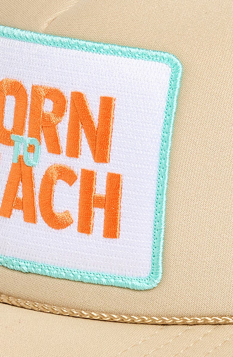Friday Feelin’ Born to Beach Trucker Hat, Alternate, color, Khaki