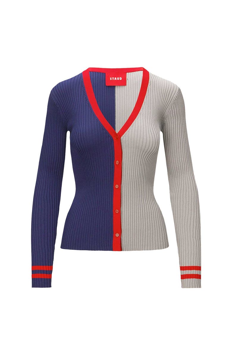 STAUD Women's STAUD Navy/Gray New England Patriots Cargo Sweater, Alternate, color, Navy