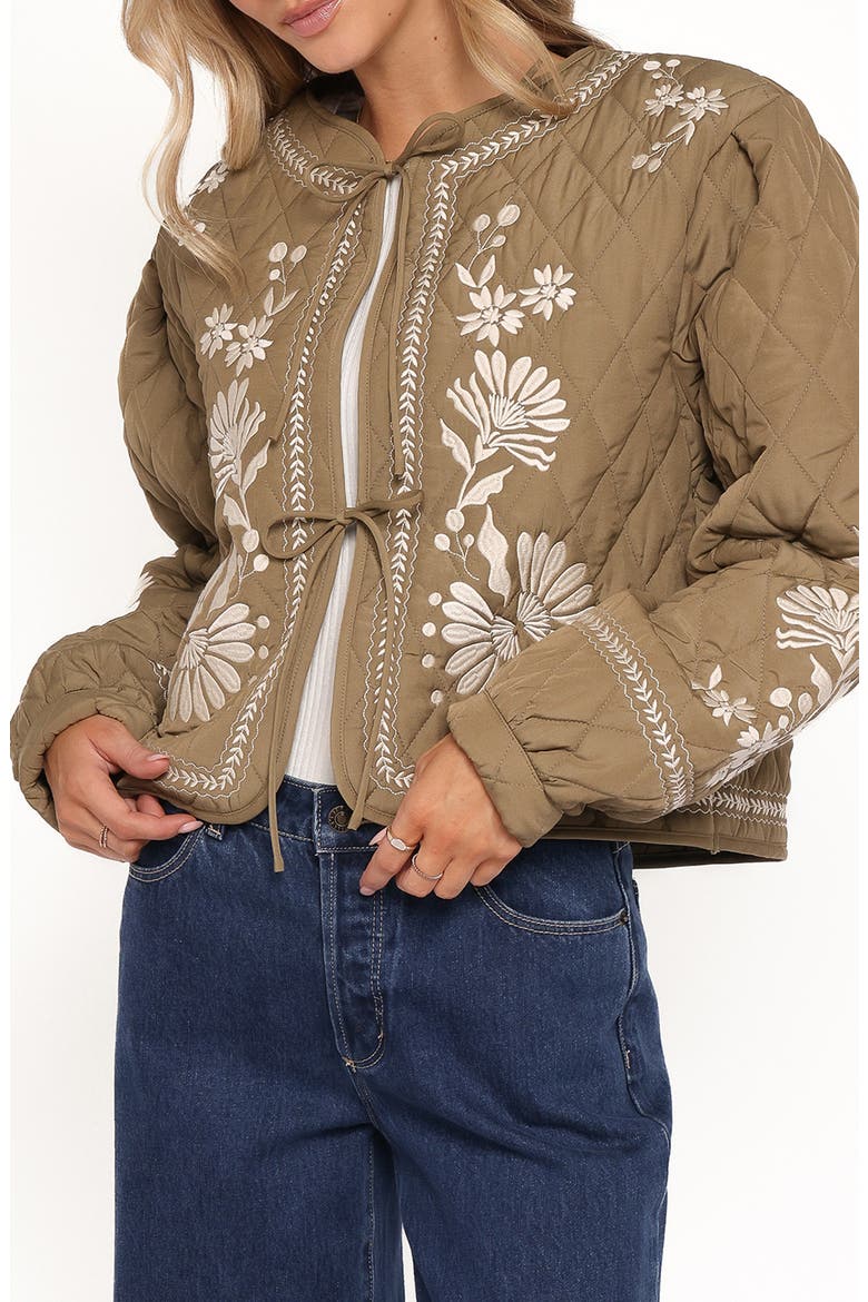 Vako Floral Quilted Jacket, Alternate, color, OLIVE
