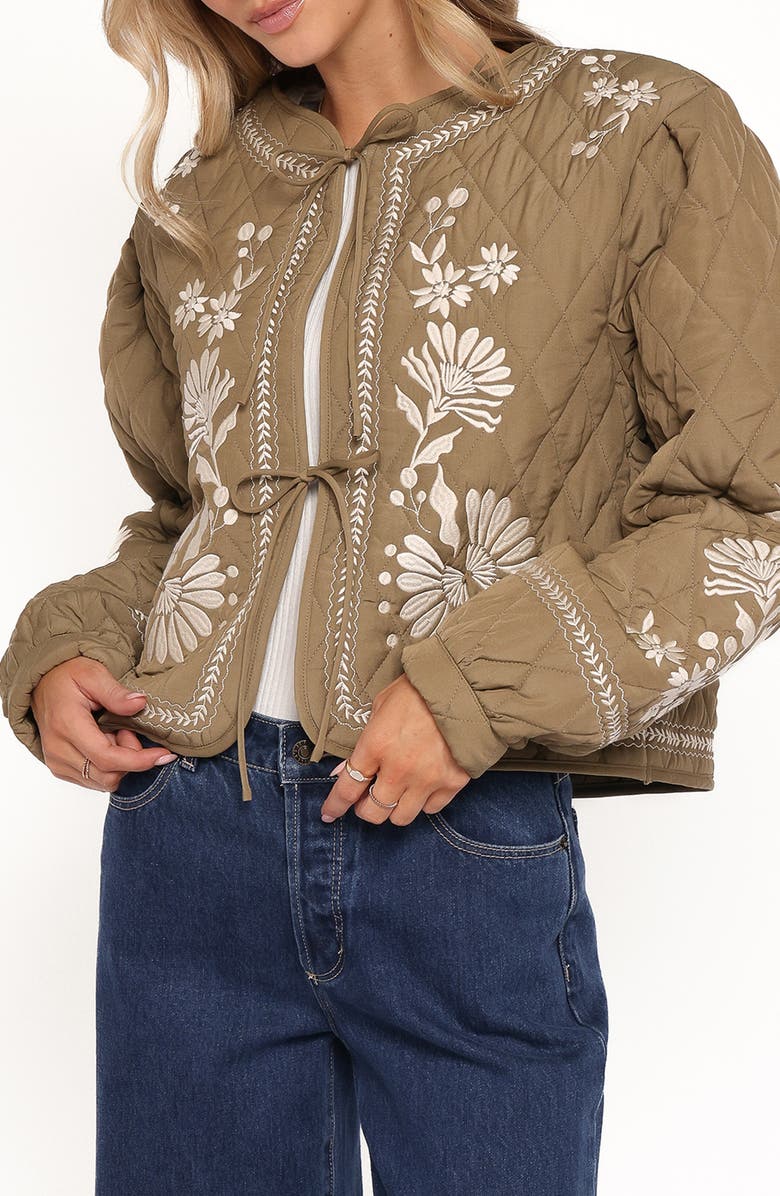Petal & Pup Vako Floral Quilted Jacket, Alternate, color, Olive