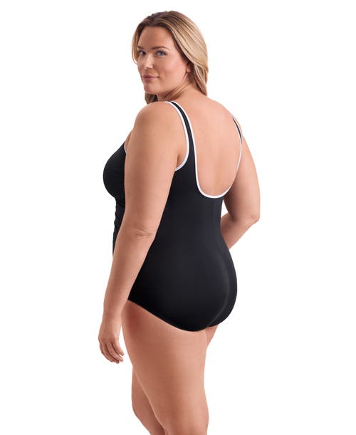 Shapesolver Sport Shirred Zipper Tank Chlorine Resistant One-piece Swimsuit In Multi