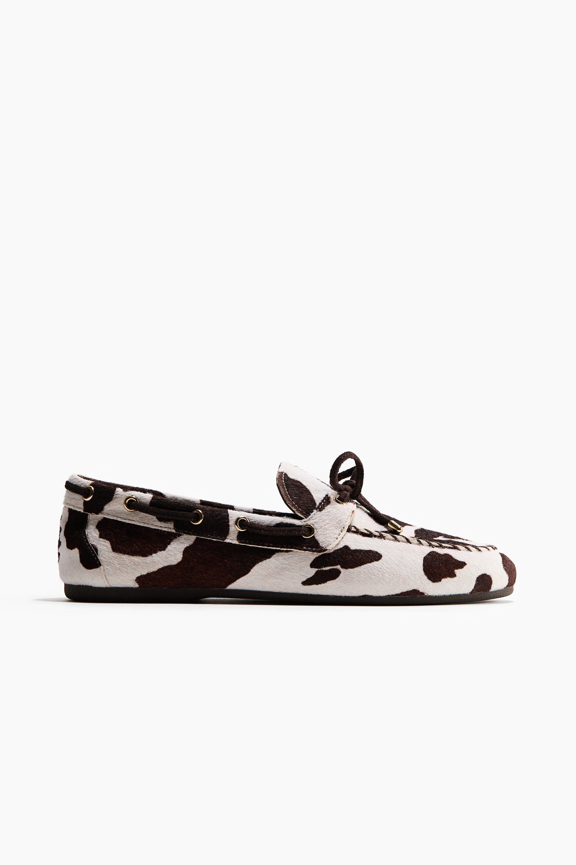 H&M Deck Shoes, Alternate, color, White/Cowhide Print