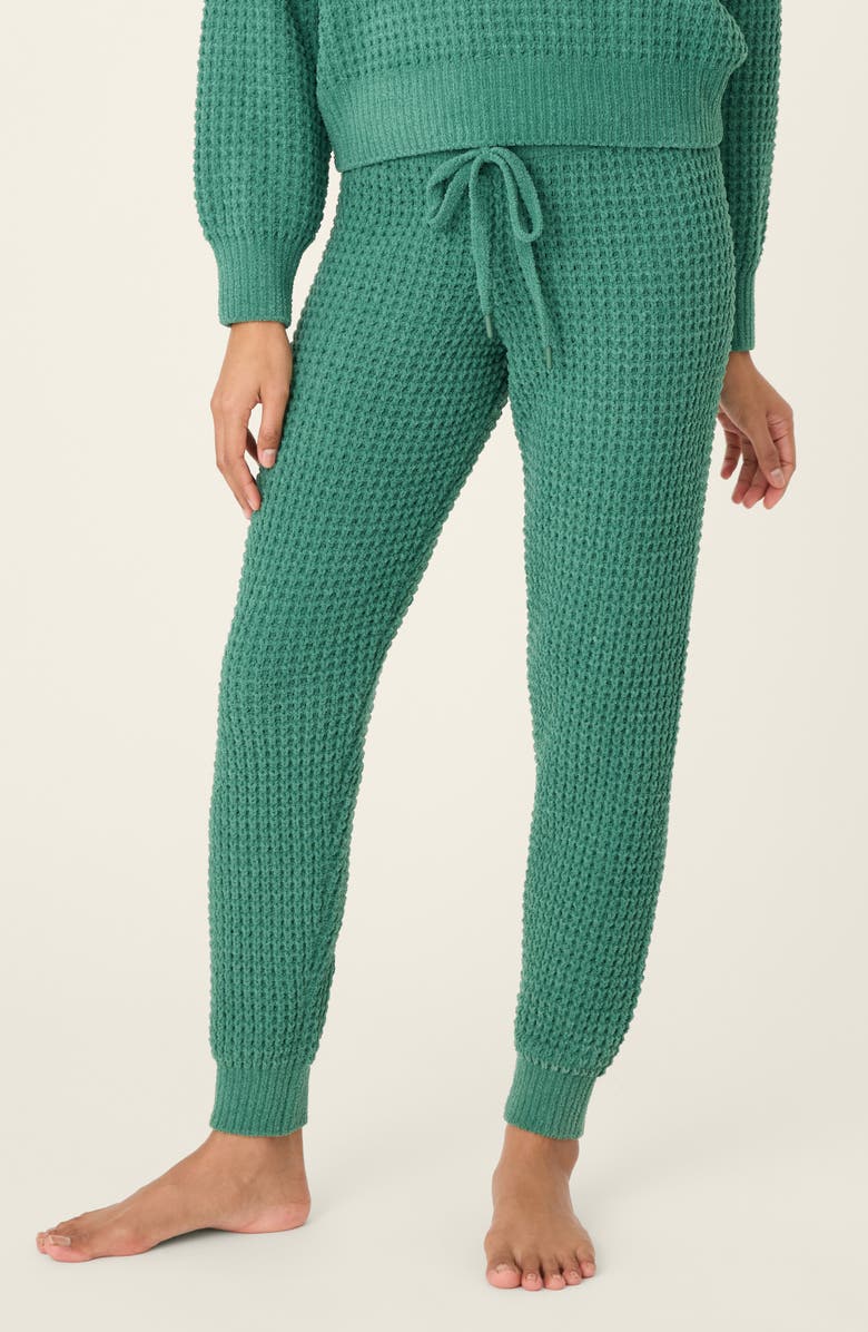 PJ Salvage Chenille Waffle Knit Lounge Pants, Main, color, Forest
