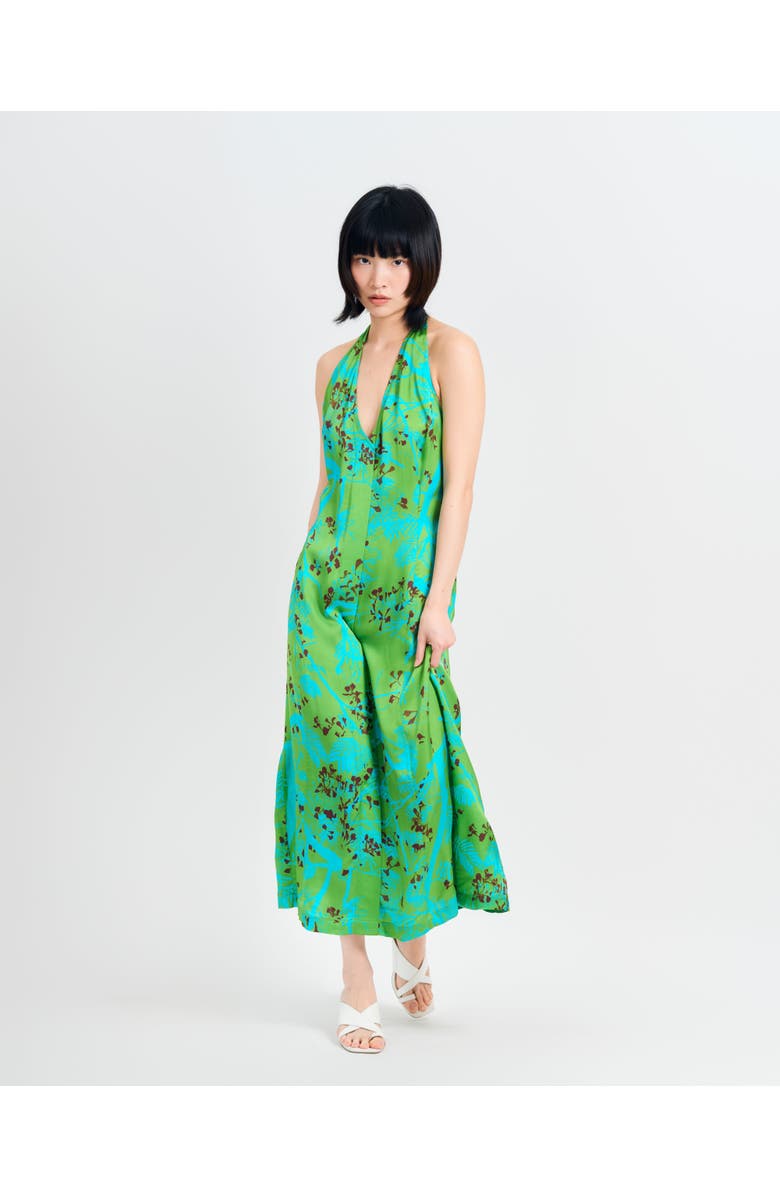 Lost Pattern NYC "Coco Dream" Halter Midi Dress, Alternate, color, Green