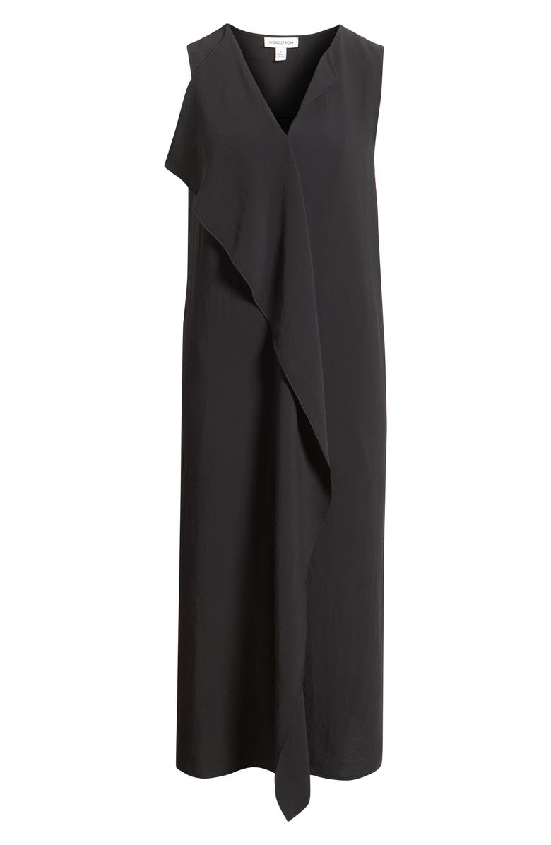 Nordstrom Ruffle Front Sleeveless Dress, Alternate, color, Black