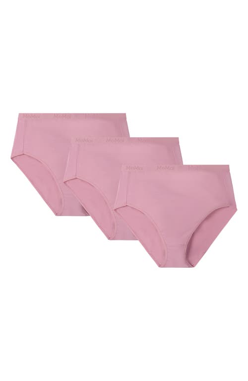 Memoi Stretch Cotton 3-pack Briefs In Pink