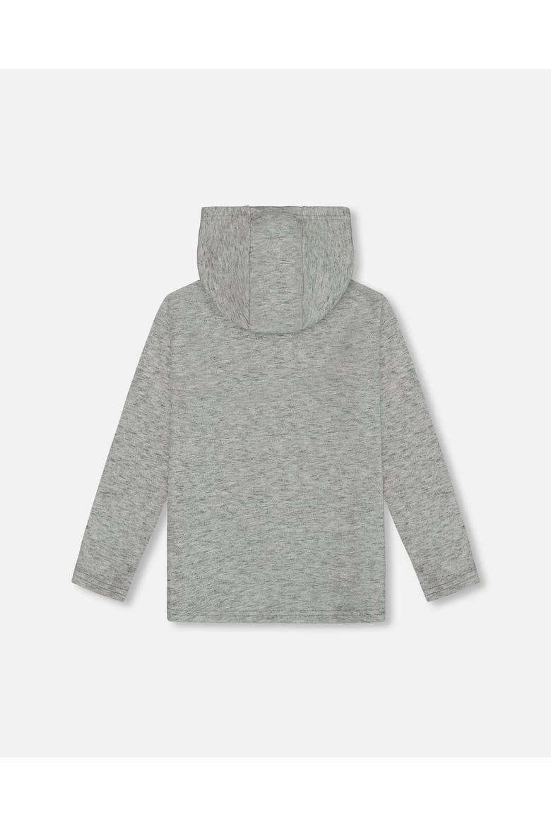 Little Boy's Super Soft Brushed Hooded T-Shirt With Pocket Dark Gray Mix, Alternate, color, Anthracite