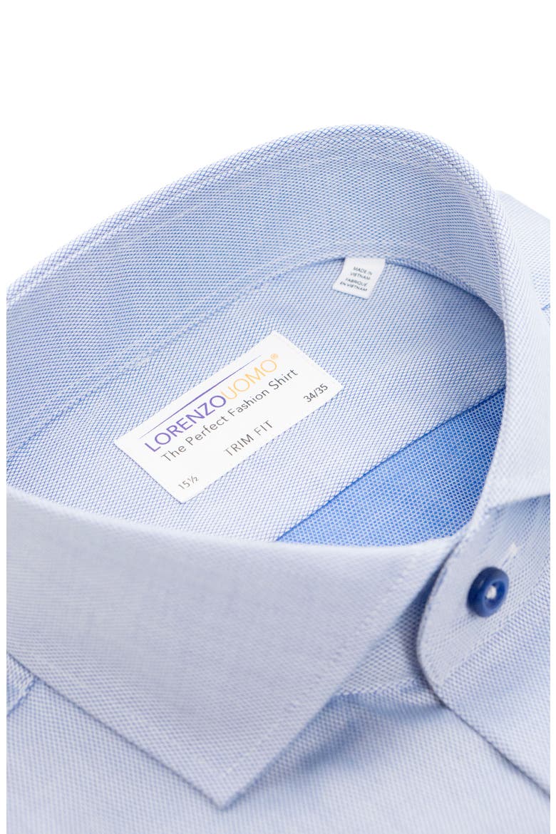 Trim Fit Cotton Dress Shirt, Alternate, color, COASTAL BLUE
