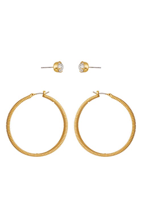 Vince Camuto Set Of 2 Crystal Stud & Hoop Earrings In Gold