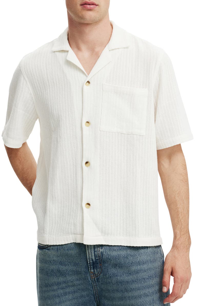 Cotton On Boxy Fit Cotton Button-Up Camp Shirt, Main, color, White
