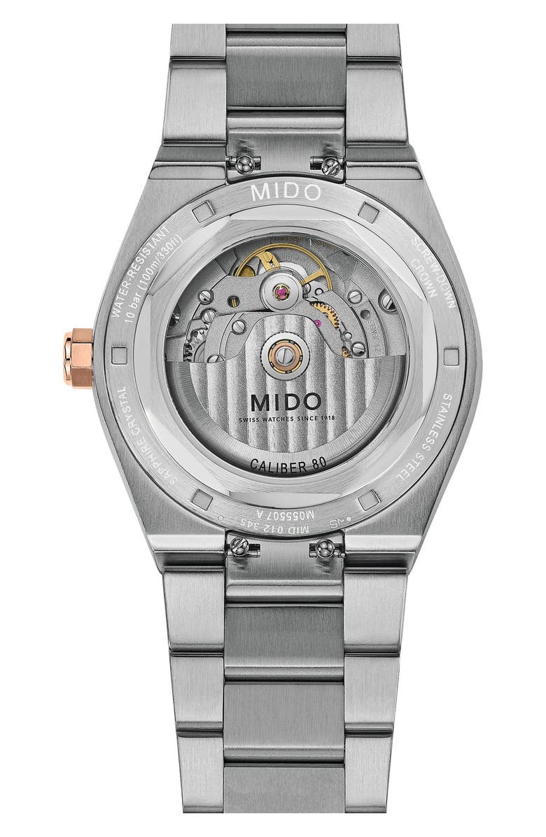 MIDO Multifort 8 One Crown Automatic Two-Tone Bracelet Watch, 40mm, Alternate, color, Black