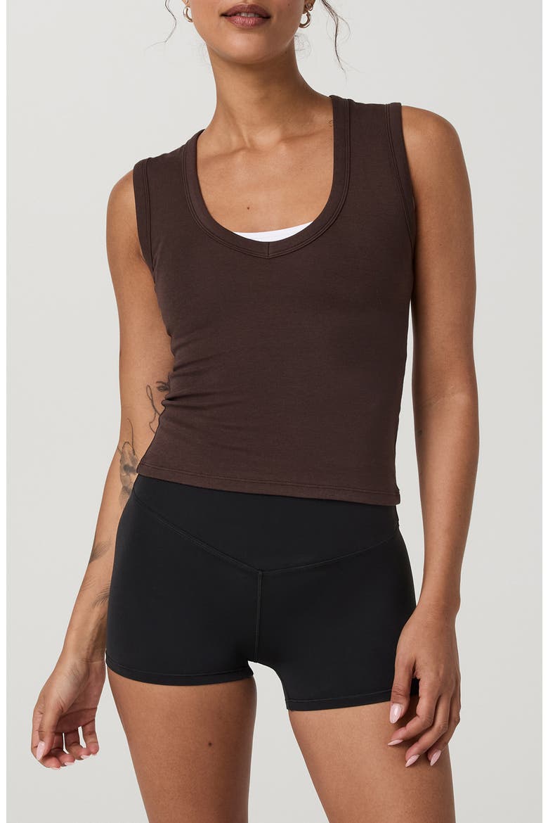 Everyday Cotton Stretch Tank, Main, color, FRENCH ROAST