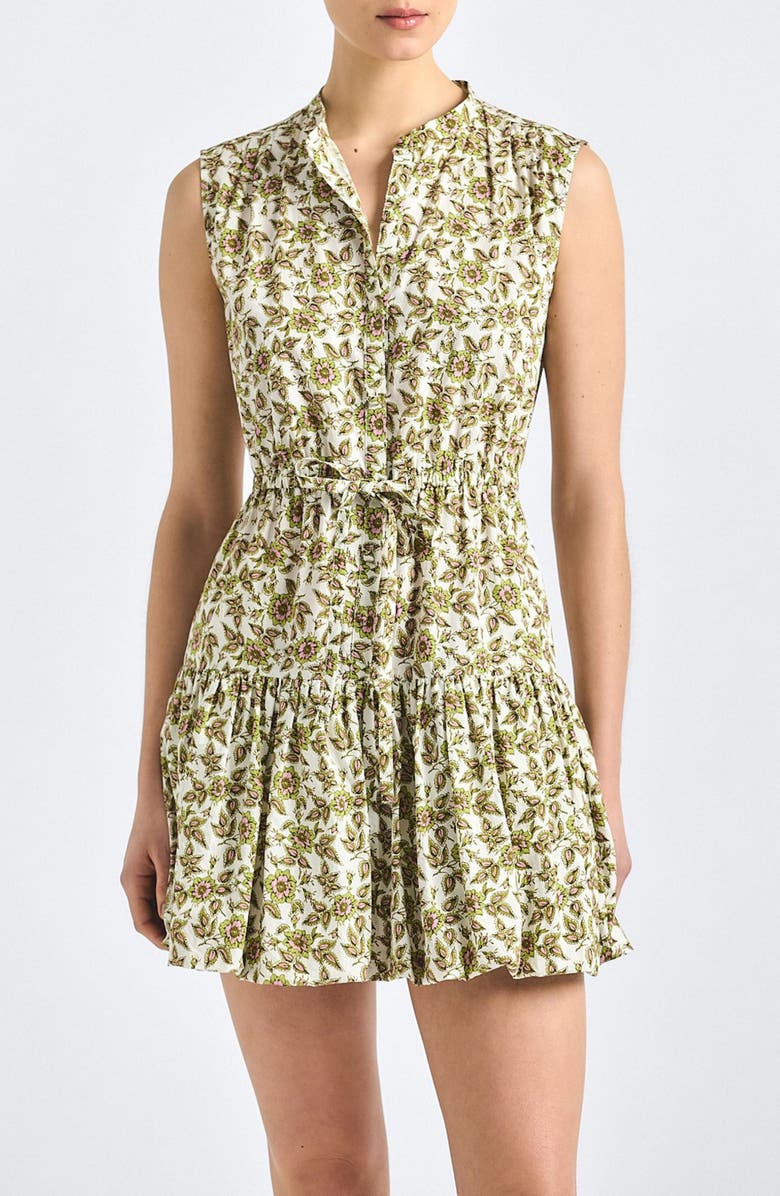 Derek Lam 10 Crosby Briar Print Sleeveless Minidress, Main, color, Green/ Pink Floral