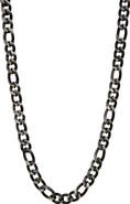 Ed Hardy Men's Black Stainless Steel Figaro Chain Necklace