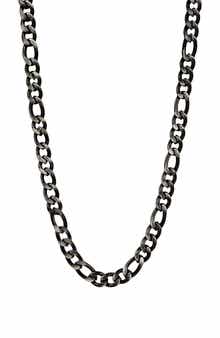 Men's Black Stainless Steel Figaro Chain Necklace