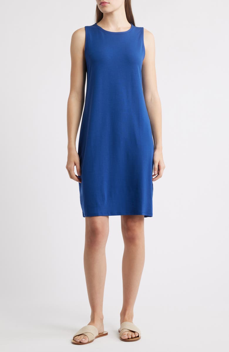 Eileen Fisher Jersey Shift Midi Dress, Main, color, Deep Dive
