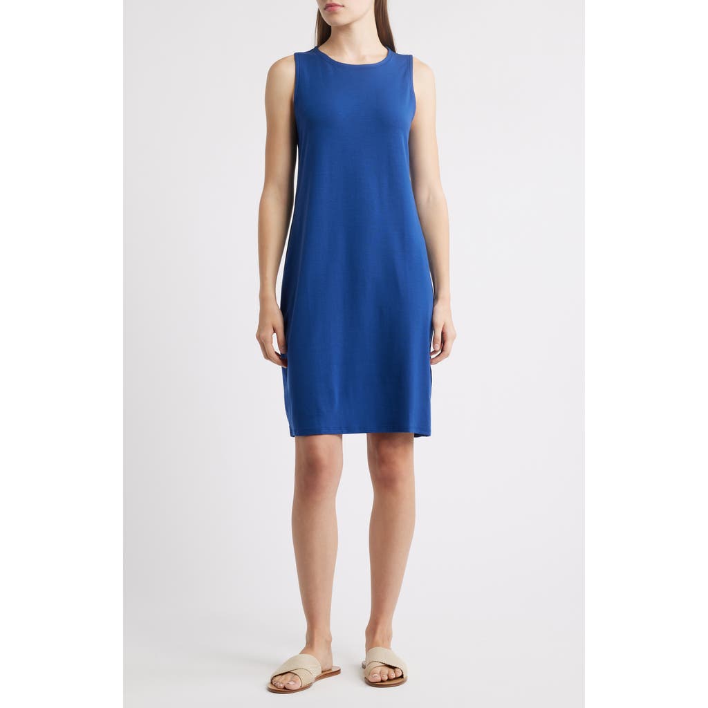 Eileen Fisher Stretch Jersey Knit Tank Dress In Blue