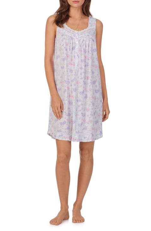 Floral Sleeveless Short Jersey Chemise
