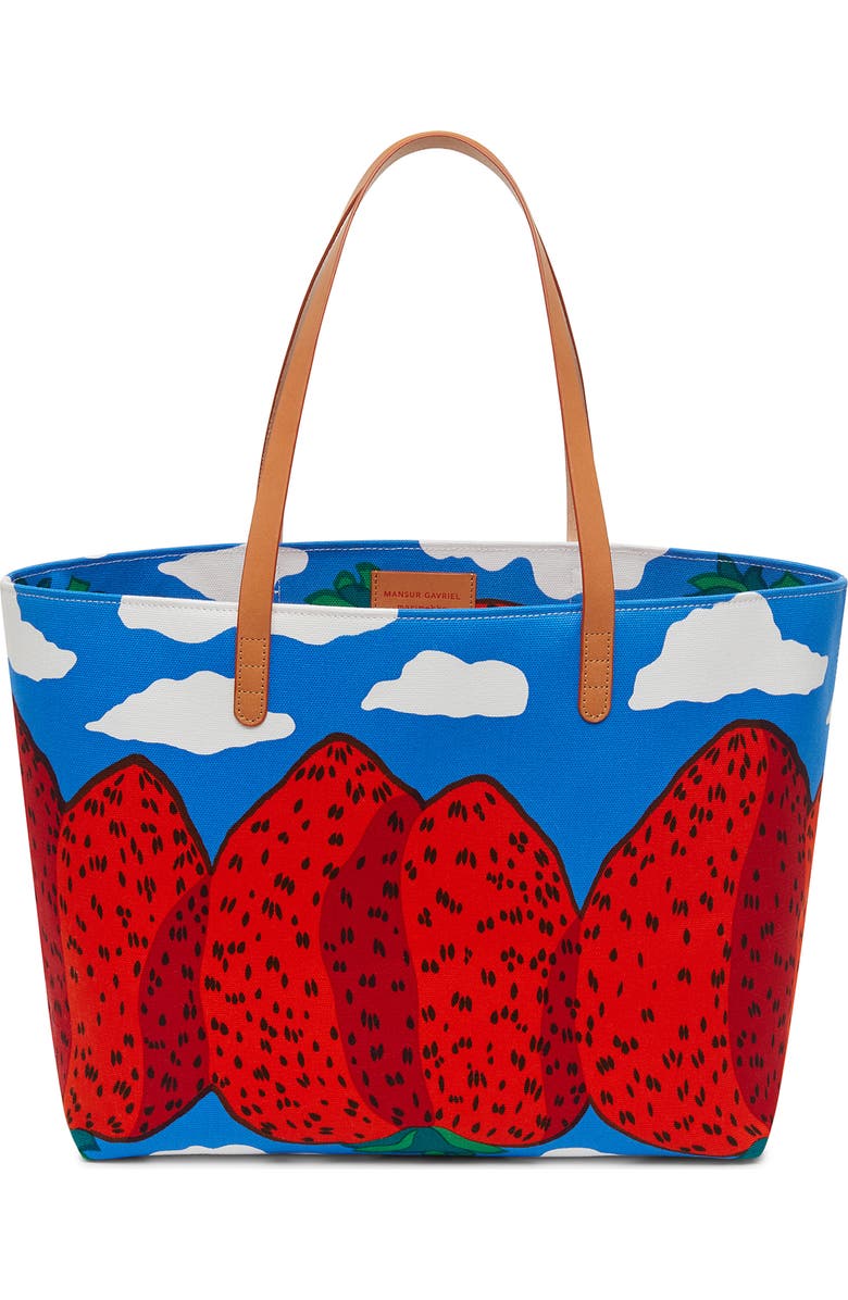 Mansur Gavriel x Marimekko Large Mansikkavuoret Print Canvas Tote, Main, color,