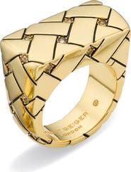 Kurt Geiger London Crystal Embellished Quilt Cocktail Ring