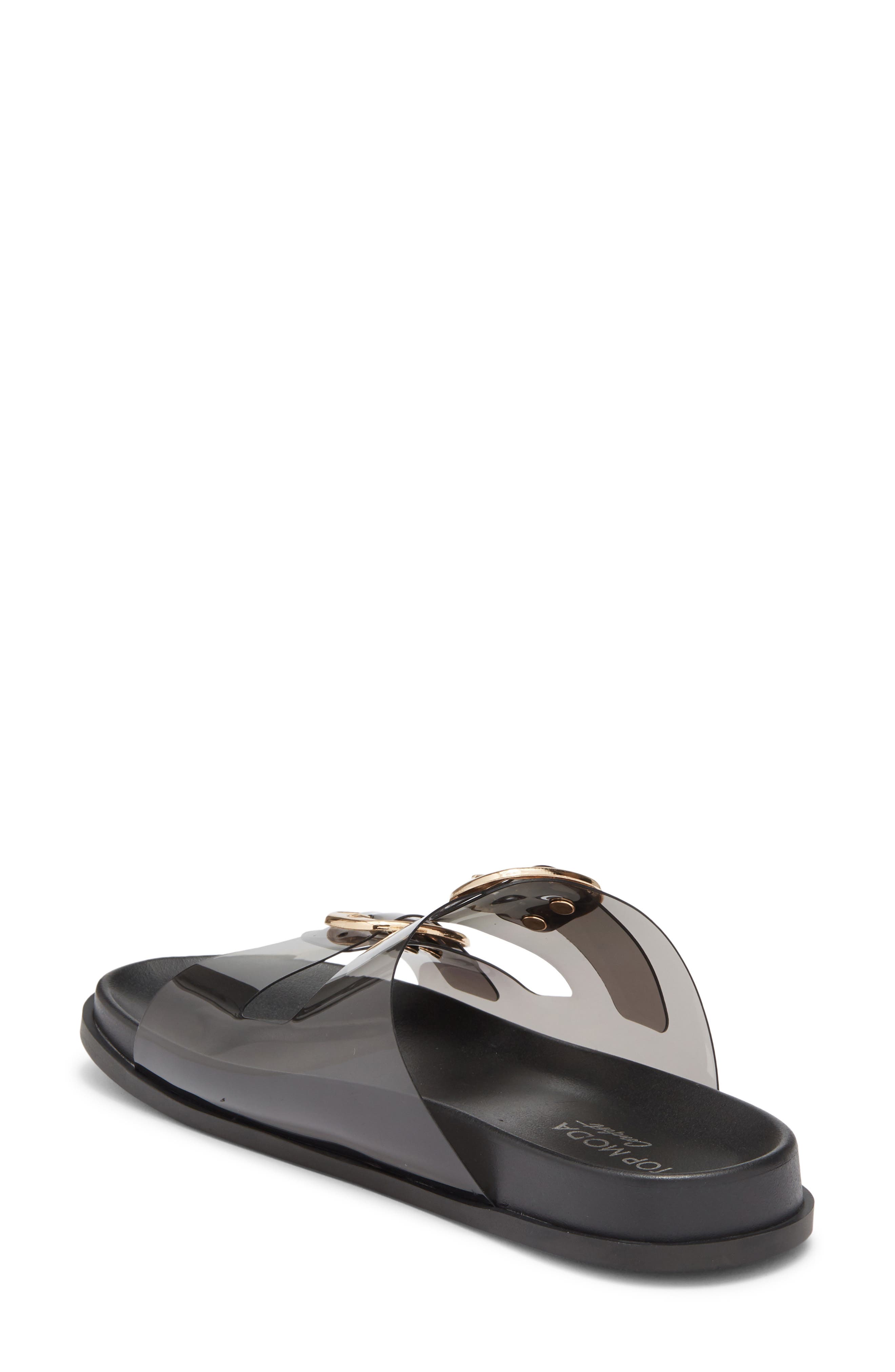 TOP MODA Daniela Clear Double Strap Slide Sandal, Alternate, color, Black Tpu