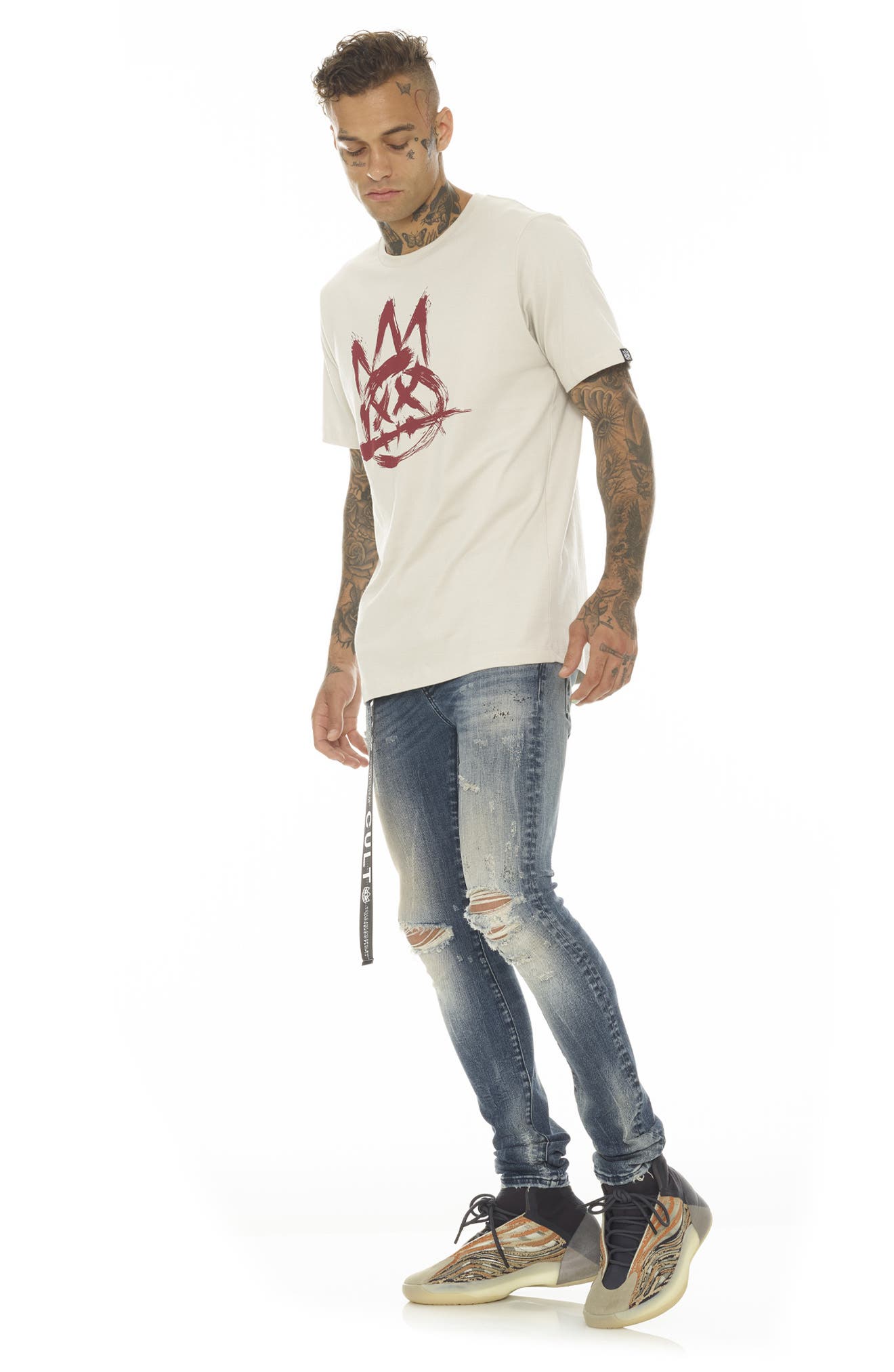 Cult of Individuality Punk Belted Distressed Super Skinny Jeans (Men ...