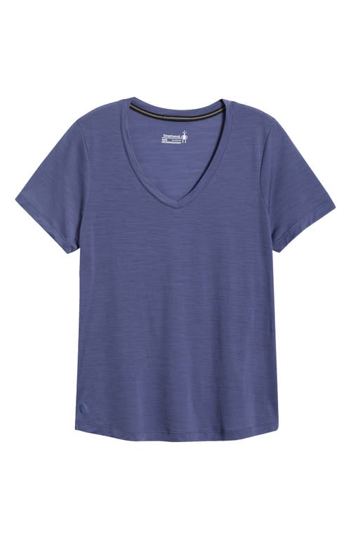 Smartwool Ultralite V-neck Short Sleeve T-shirt In Nightfall Blue