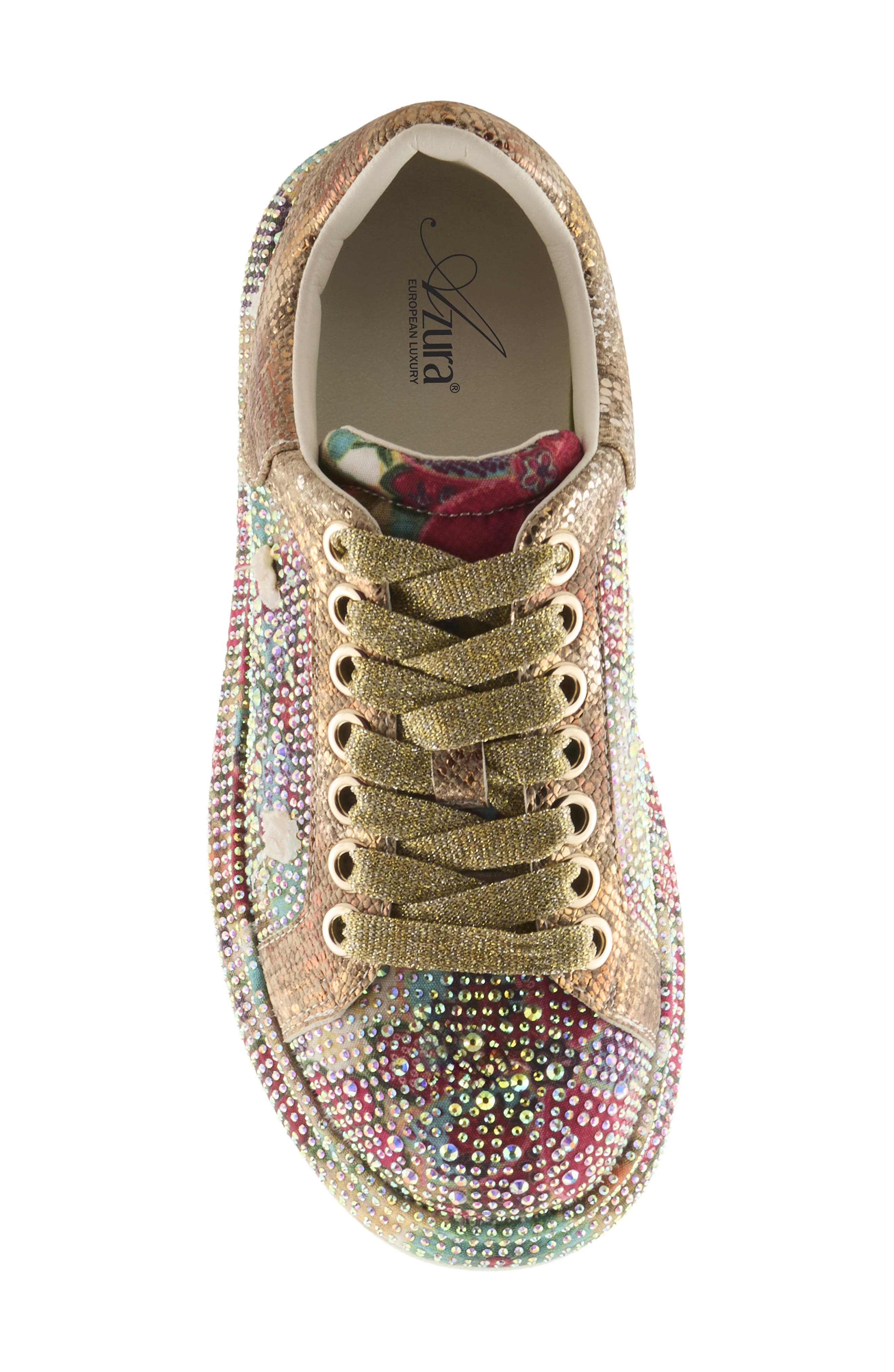 AZURA BY SPRING STEP Crystalushus Embellished Platform Sneaker, Alternate, color, Gold Multi