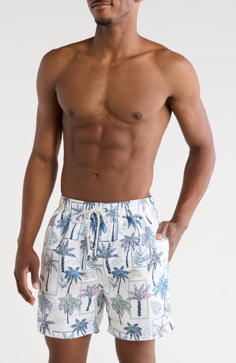 Palm Print Volley Swim Shorts
