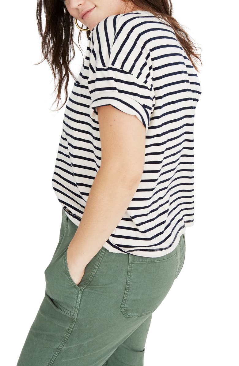 Madewell Baker Stripe Easy Crop Tee, Alternate, color, 