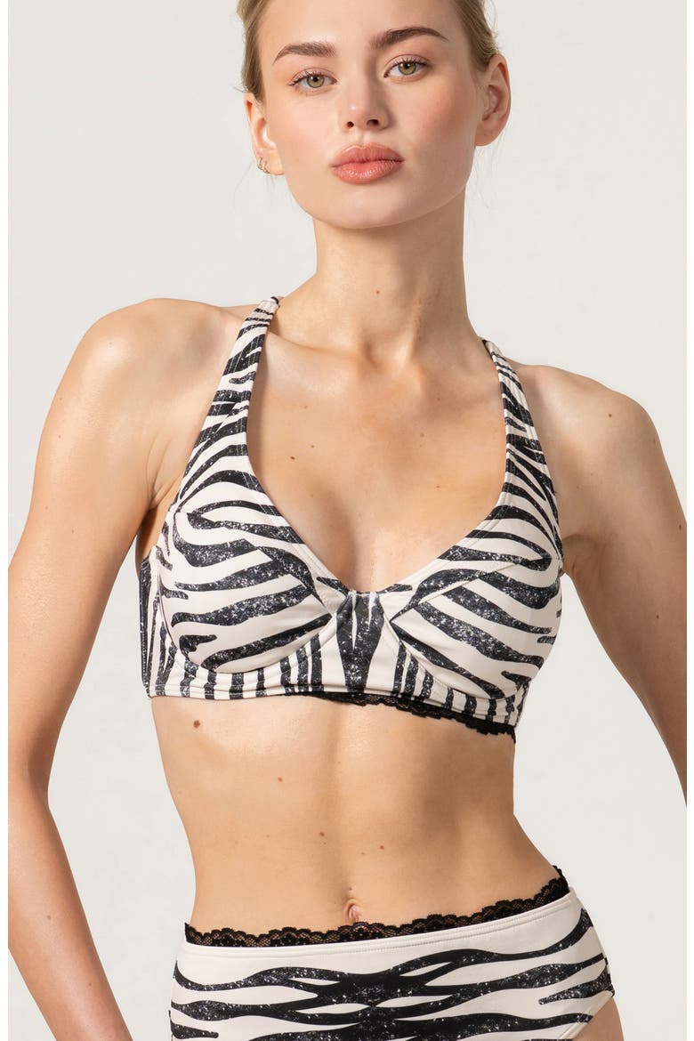 Zebra Stripe Bikini Top, Main, color, White