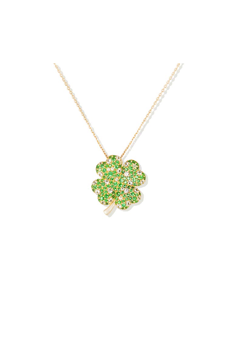 Campbell + Charlotte Juju Four Leaf Clover Charm Necklace, Main, color, Gold