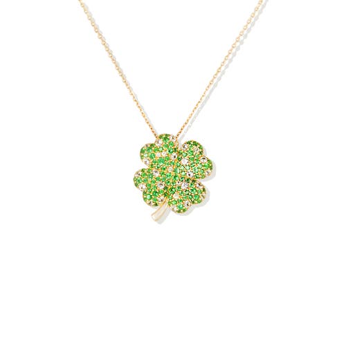 Campbell + Charlotte Juju Four Leaf Clover Charm Necklace In Green