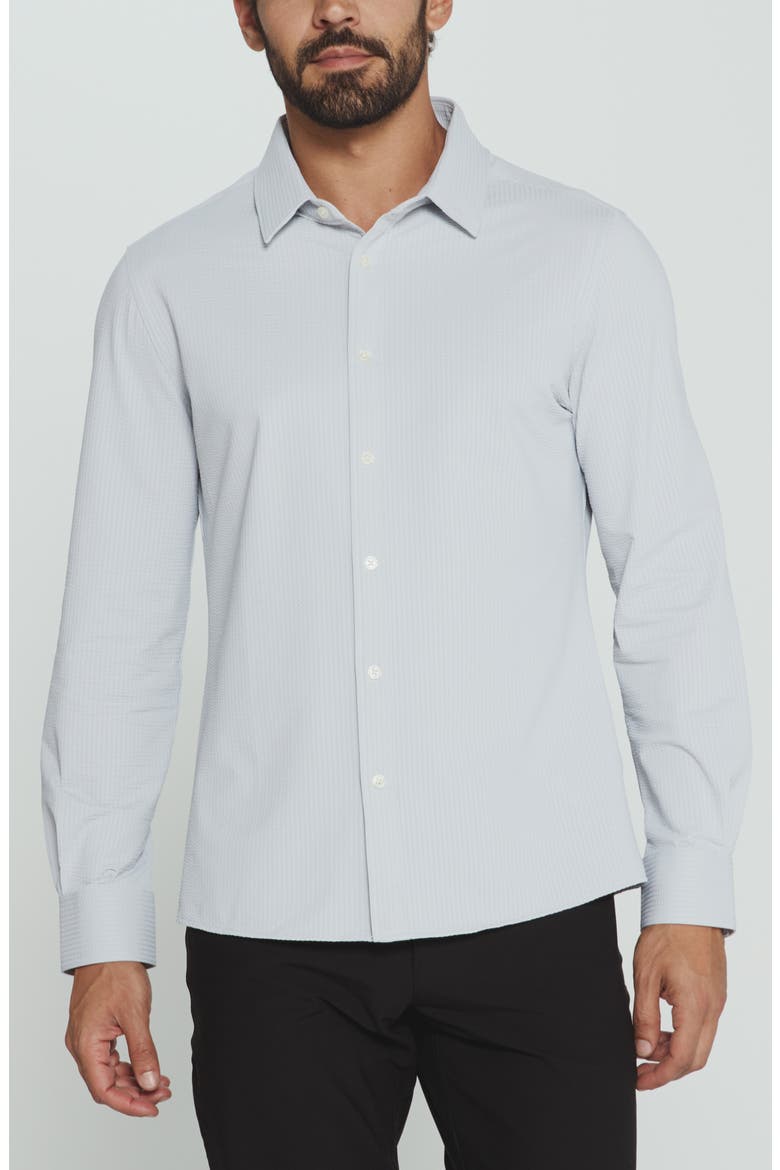 Ferris Seersucker Button-Up Shirt, Main, color, PLATINUM
