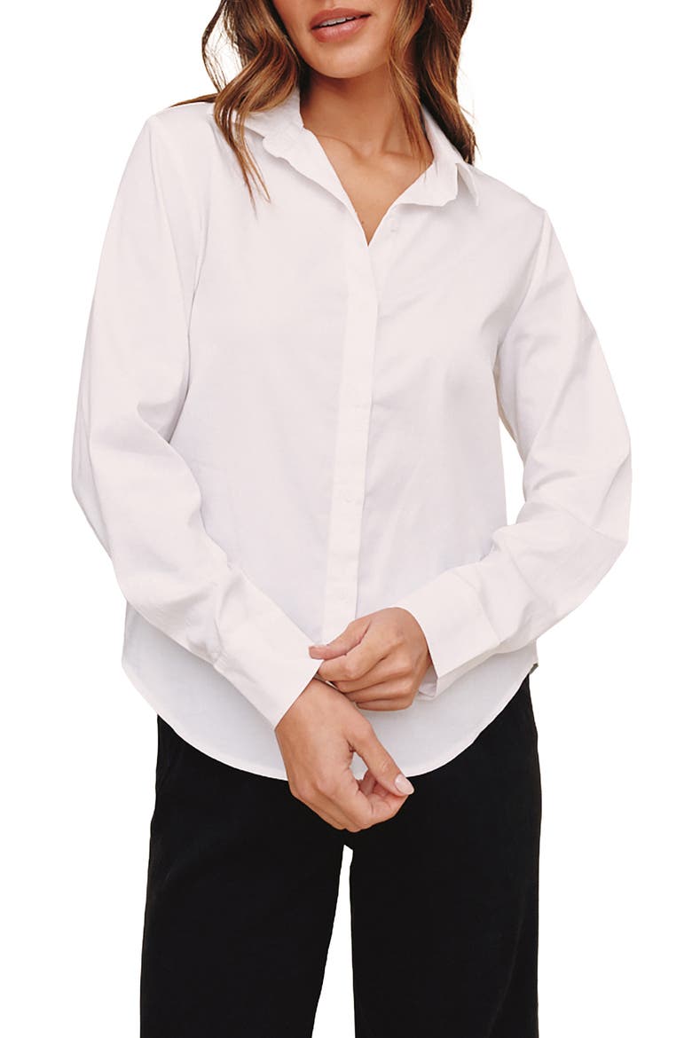 Clean Button Front Shirt, Main, color, WHITE