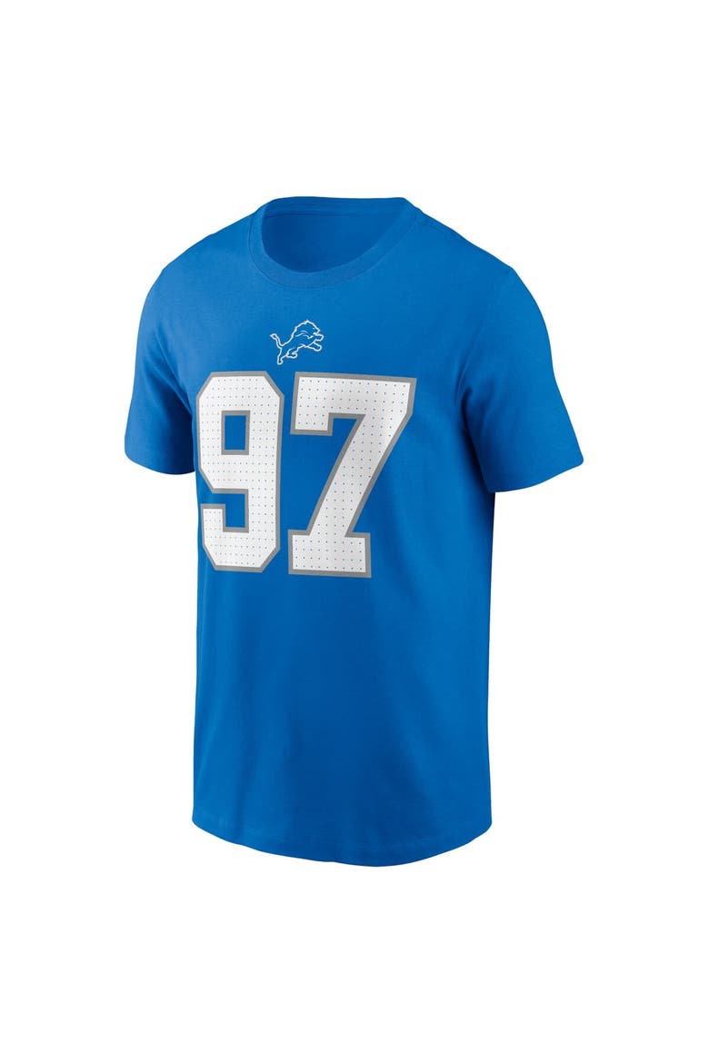Men's Nike Aidan Hutchinson Blue Detroit Lions Name & Number T-Shirt, Alternate, color, Blue
