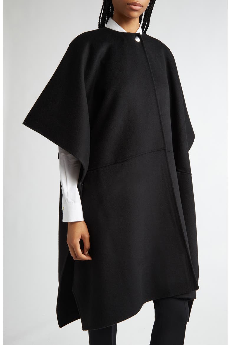 Double Face Wool Scarf Coat, Alternate, color, BLACK