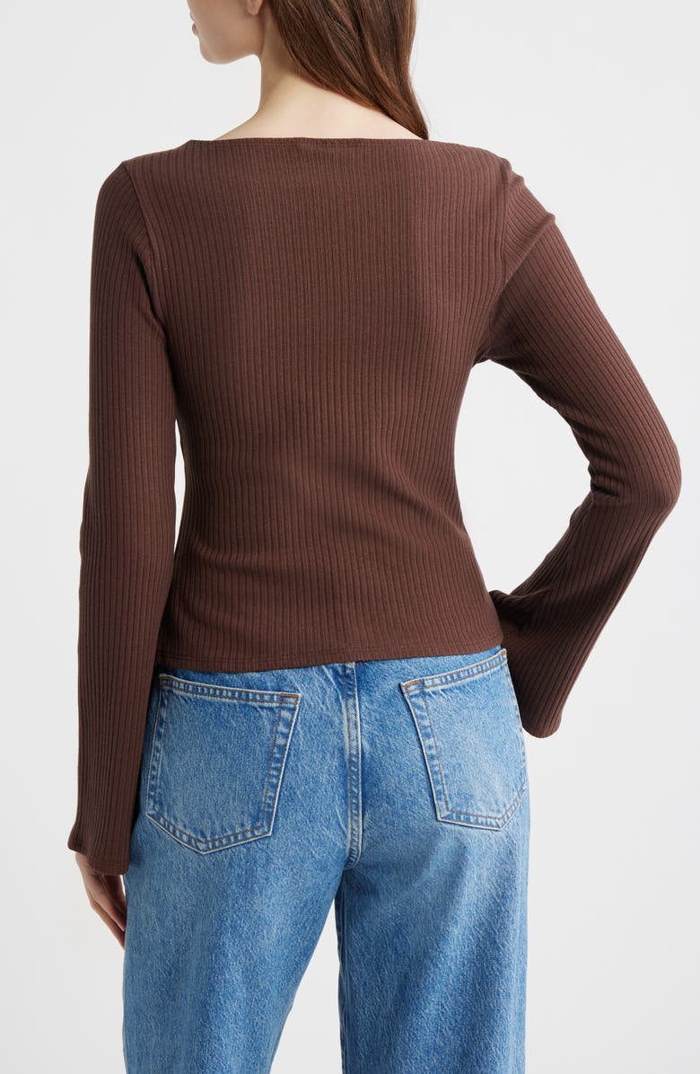 Reformation Miller Bell Sleeve Knit Top, Alternate, color, Cafe